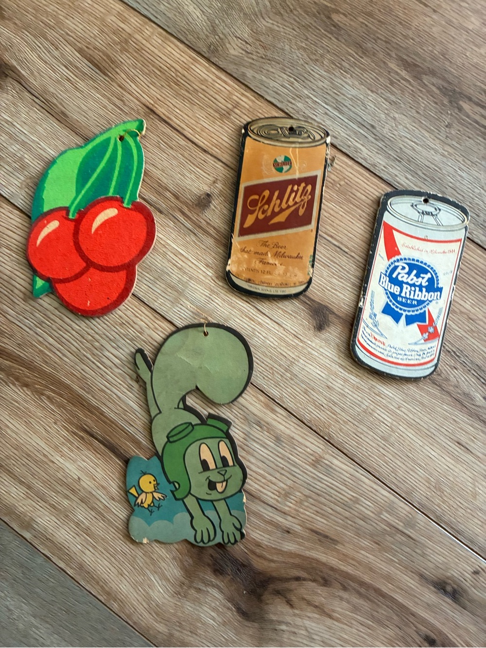 Vintage Schlitz & Pabst Blue Ribbon Retro Can & Rocky Used Car Air Fresheners